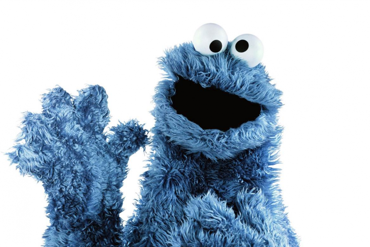 Cookie monster с наложением текста, улица сезам, cookie monster, hd обои