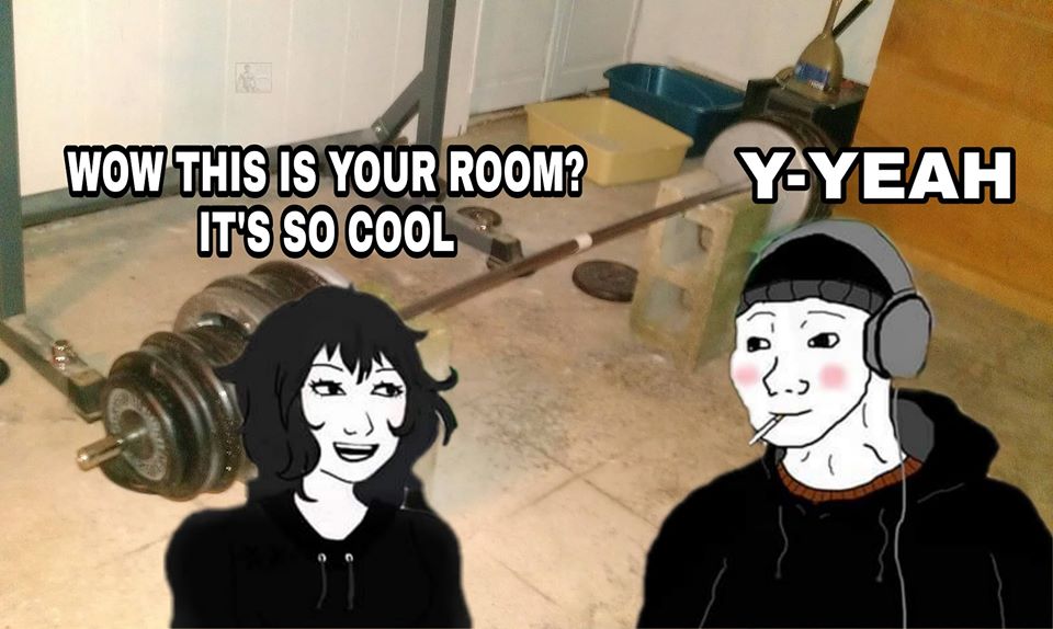 Это твоя комната Выглядит круто Wow, this is your room It's so cool - мем с девушкой-думером, которая пришла в гости к парню